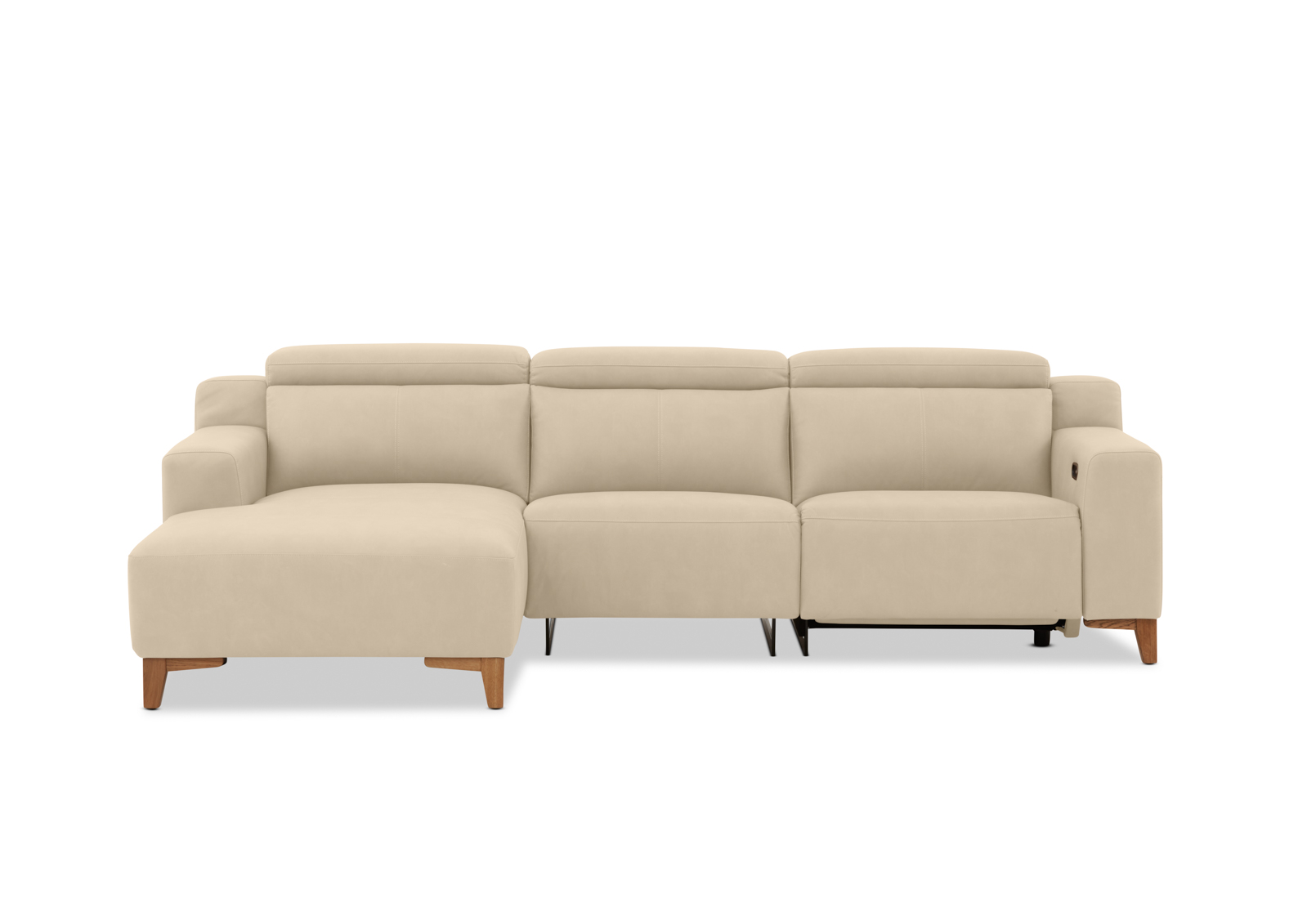BEIGE GAGE FABRIC 3 Seater Sofa with Electric Recliner & LHF Chaise