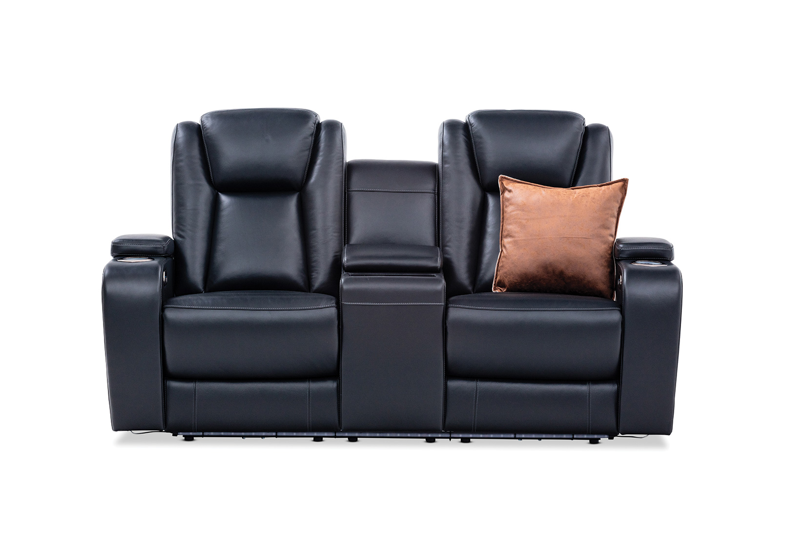Vulcan Leather 2 Seat Sofa With 2 Inbuilt Recliners Amart