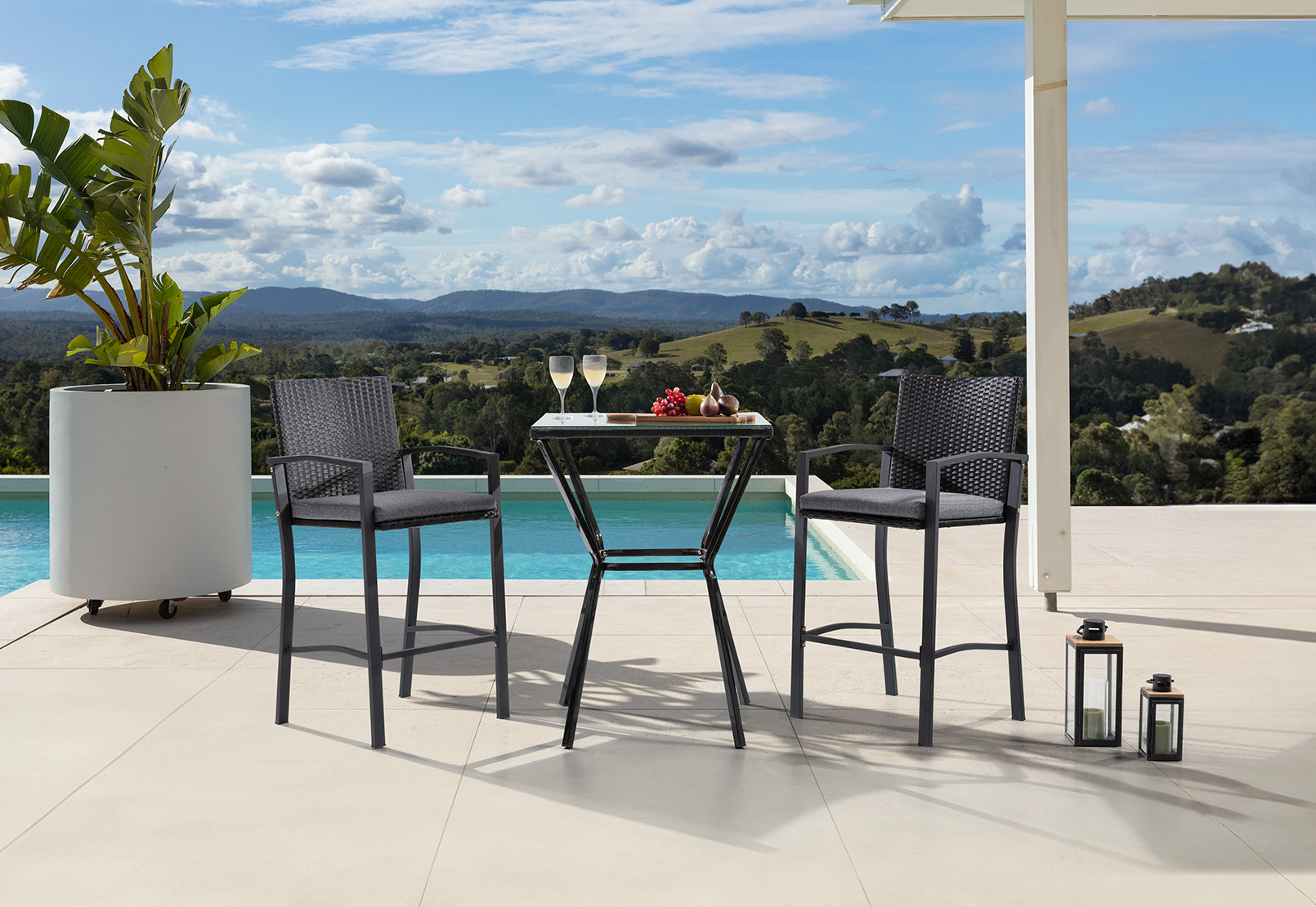 BLACK MILAGRO 3 Piece Outdoor Bar Setting