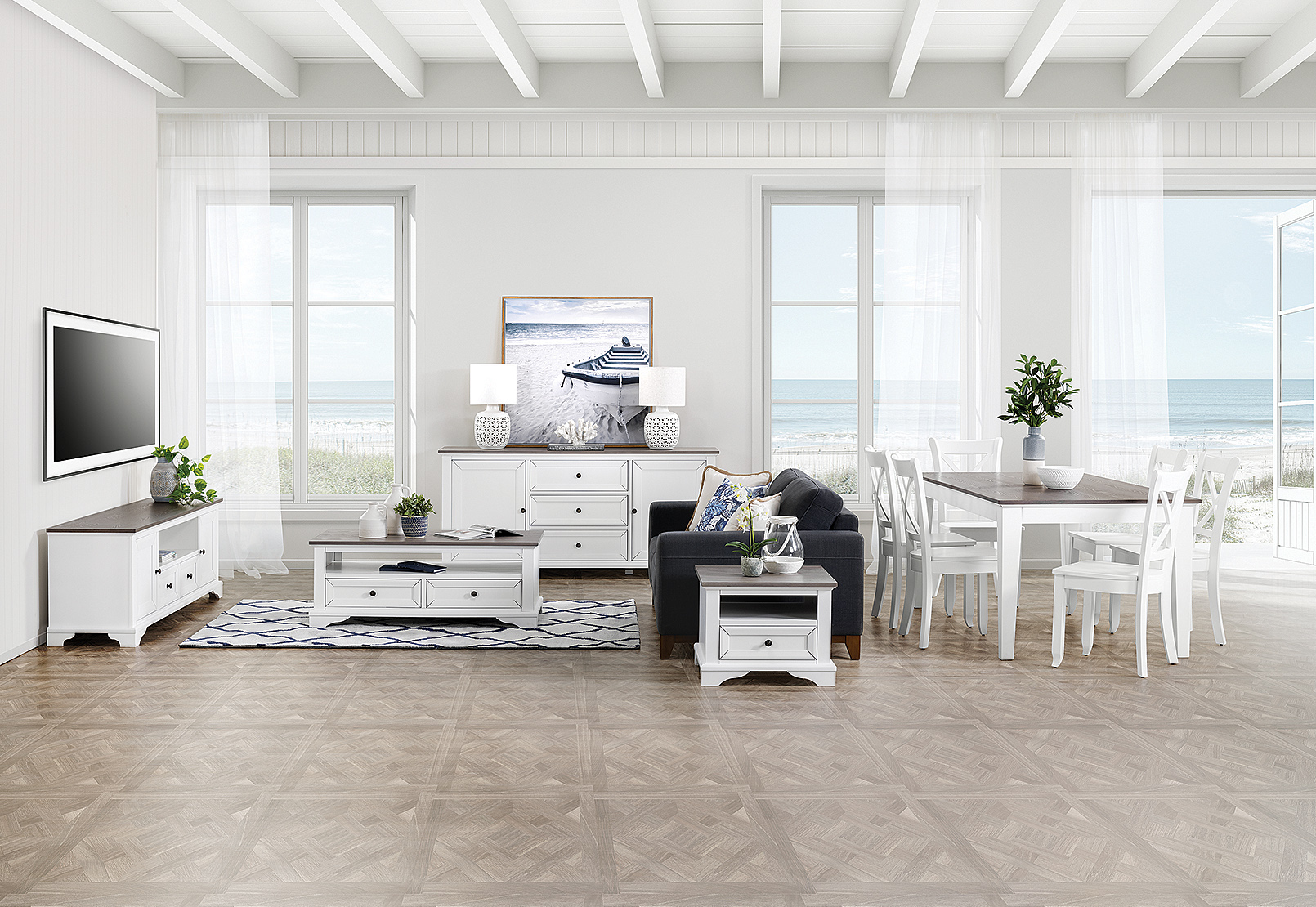 WHITE MARSEILLE 11 Piece Package Amart Furniture