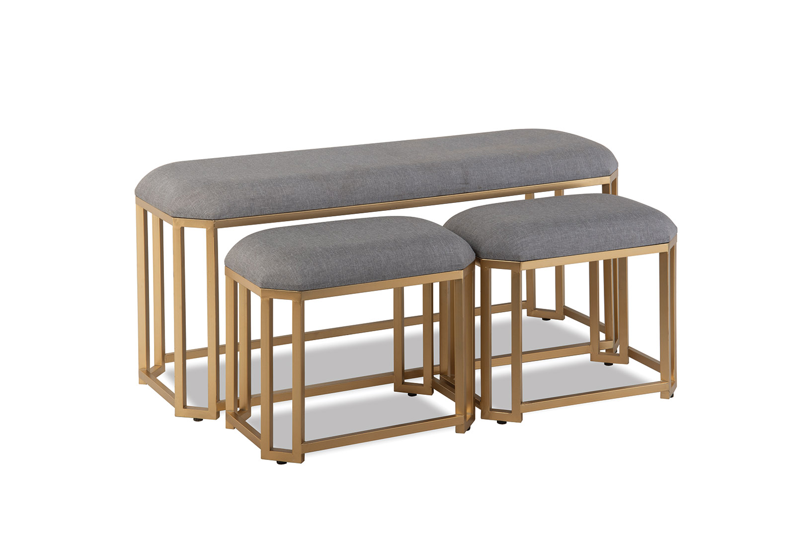 GREY OTTAWA Grey Bench and Stool Set Amart Furniture