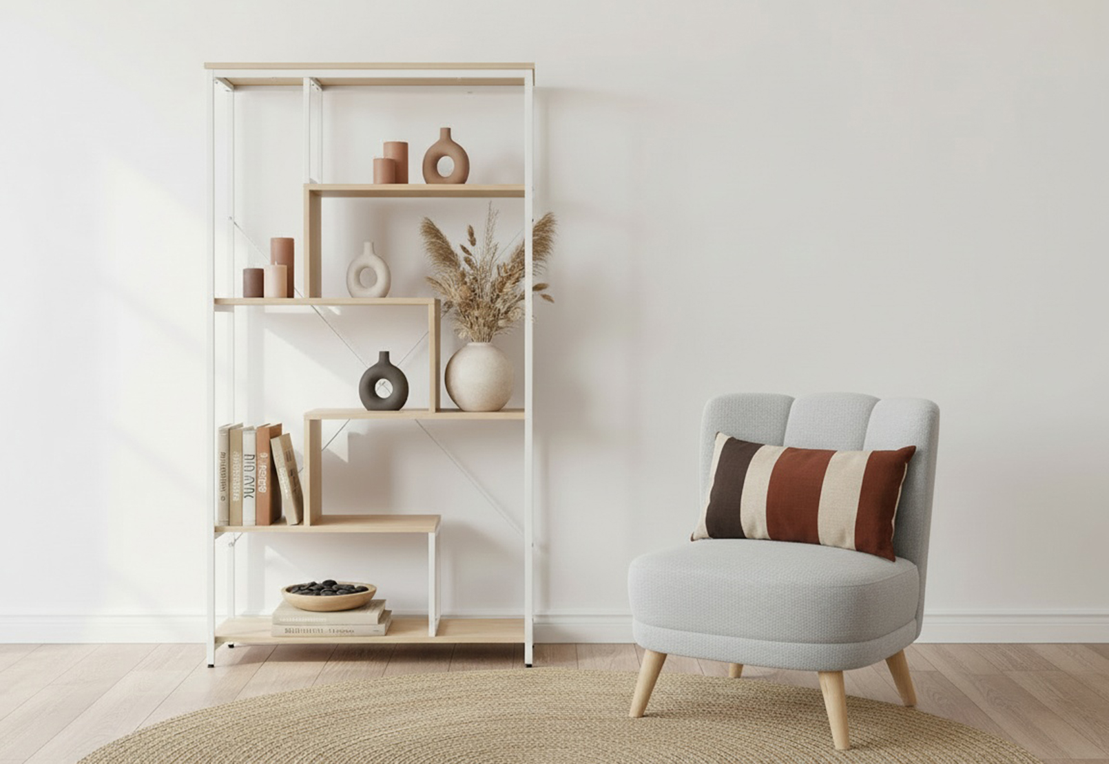 NATURAL WHITE AETNA 5 Tier Bookcase